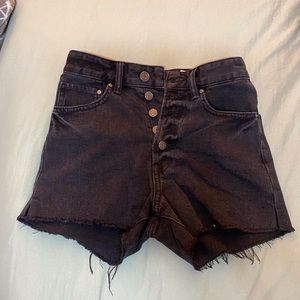 Black high waisted denim shorts